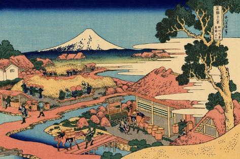 Giclee Print: The Tea Plantation of Katakura in the Suruga Province, c.1830 by Katsushika Hokusai: 18x12in