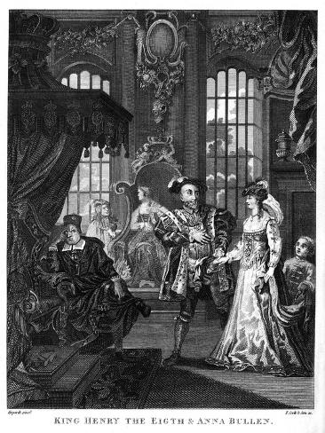 Giclee Print: King Henry VIII and Anne Boleyn by William Hogarth by William Hogarth: 12x9in