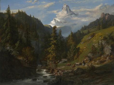 Giclee Print: The Matterhorn from Zermatt Valley, 1861 by Abraham-Louis Buvelot: 12x9in