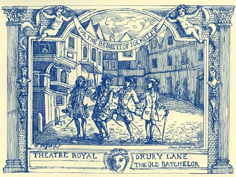 Giclee Print: Ticket for The Old Bachelor illustrated by William Hogarth by William Hogarth: 12x9in