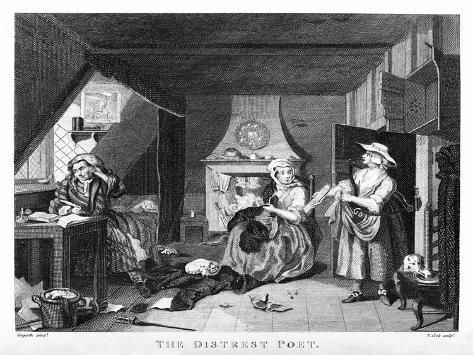 Giclee Print: The Distrest Poet by William Hogarth by William Hogarth: 12x9in