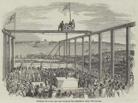 Giclee Print: Ceremony of Laying the First Stone of the Birkenhead Docks: 12x9in