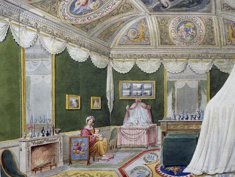 Giclee Print: Bedroom, Villa Paolina, Rome, Italy, 19th Century: 12x9in