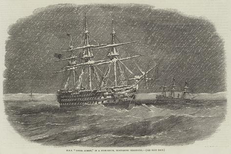 Giclee Print: HMS Royal Albert, in Snow-Storm, Blockading Sebastopol: 18x12in