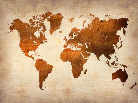 Art Print: World Map 7 by NaxArt: 12x9in