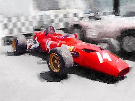 Art Print: Ferrari 312 Laguna Seca Watercolor by NaxArt: 12x9in