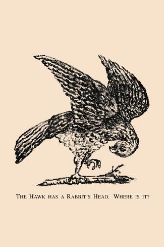 Art Print: Optical Illusion Puzzle: The Hawk and Rabbit: 18x12in