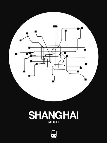 Art Print: Shanghai White Subway Map by NaxArt: 12x9in