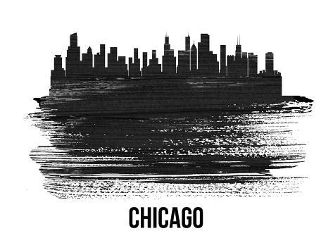 Art Print: Chicago Skyline Brush Stroke - Black II by NaxArt: 12x9in