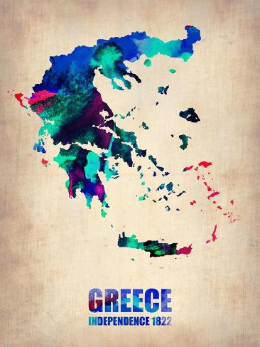 Art Print: Greece Watercolor Poster by NaxArt: 12x9in