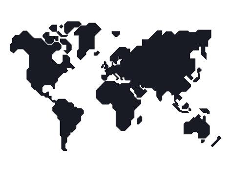 Art Print: World Map Stylized by NaxArt: 12x9in