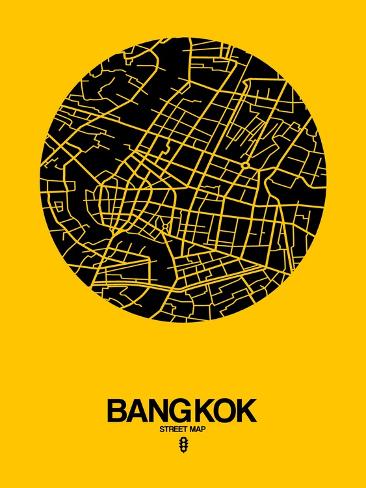 Art Print: Bangkok Street Map Yellow by NaxArt: 12x9in