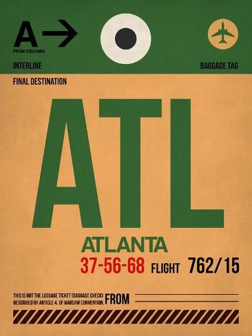 Art Print: ATL Atlanta Luggage Tag 1 by NaxArt: 12x9in