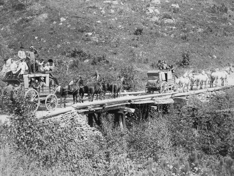 Art Print: Men on Wagon Wave and Tip Hats to Photographer Photograph - Deadwood, SD by Lantern Press: 12x9in