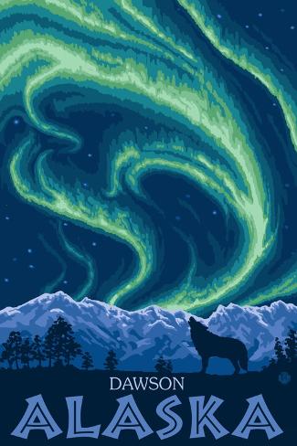 Art Print: Northern Lights, Dawson, Alaska by Lantern Press: 18x12in