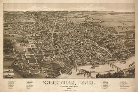 Art Print: Knoxville, Tennessee - Panoramic Map by Lantern Press: 18x12in