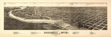 Art Print: Merrill, Wisconsin - Panoramic Map by Lantern Press: 24x8in