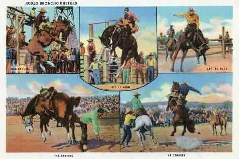 Art Print: Oregon - Scenic Views of Rodeo Bronco Busters by Lantern Press: 18x12in