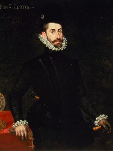 Giclee Print: Portrait of Hernan Cortes by Alonso Sanchez Coello: 12x9in