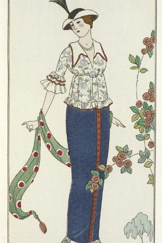 Giclee Print: Summer dress Linen blouse worn over a hobble skirt by Georges Barbier: 18x12in