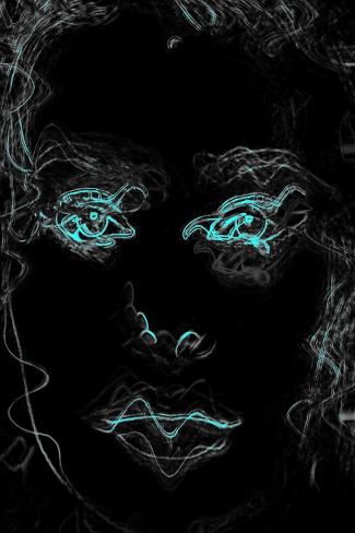 Giclee Print: Blue Eyes Face,2020,(Mixed Media) by Alex Caminker: 18x12in