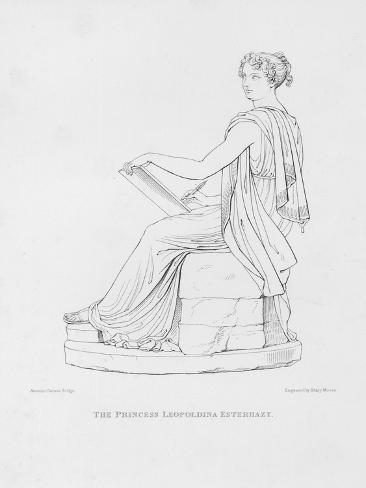 Giclee Print: Antonio Canova: the Princess Leopoldina Esterhazy (Engraving) by Antonio (after) Canova: 12x9in