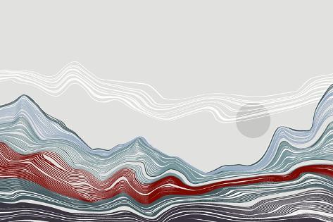 Photographic Print: Trendy Landscape, Graphic Poster, Cards. Vector Illustration by -strizh-: 12x8in
