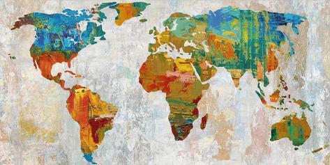 Giclee Print: Abstract World Map by Paul Duncan: 36x72in