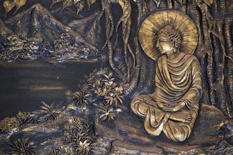 Giclee Print: Tinh Xa Ngoc Tin Buddhist Temple, Shakyamuni Buddha Sitting in the Meditation Pose under the Bodhi: 18x12in