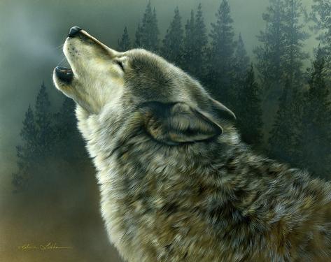 Art Print: Twilight Howling Wolf by Rebecca Latham: 11x14in