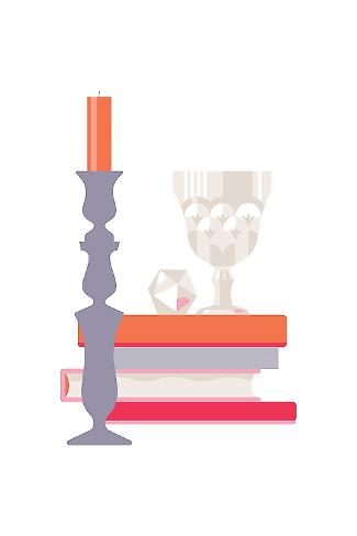 Photographic Print: Creative Home Library Minimalistic Object Vector Illustration by The Blue Horse Studio: 12x8in