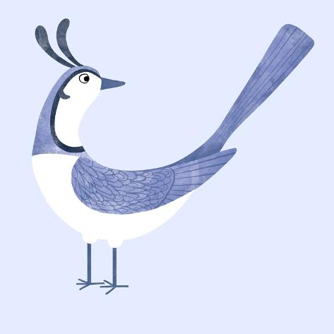 Giclee Print: Whimsical Bird Blue by Nic Squirrell: 16x16in