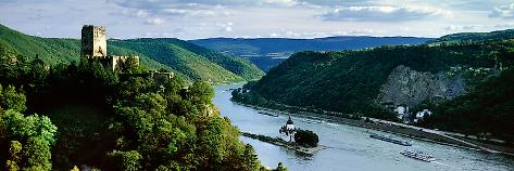 Photographic Print: Gutenfels and Pfalzgrafenstein Castles, Rhine River, Kaub, Germany by L Doug Franga: 24x8in