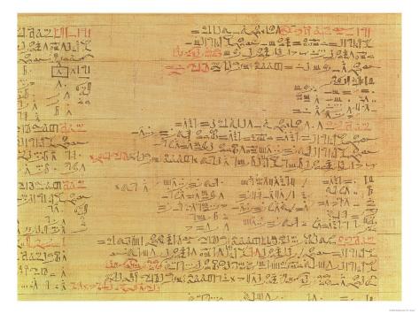 Giclee Print: Detail of the Rhind Mathematical Papyrus, Hyksos Period, 15th Dynasty, circa 1550 BC (Papyrus) : 24x18in