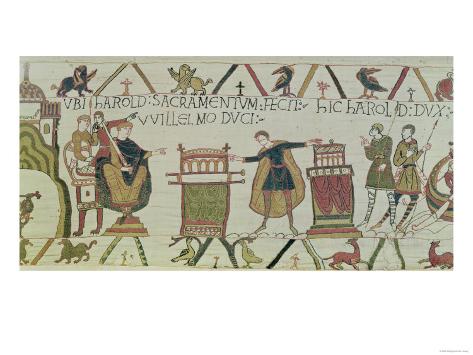 Giclee Print: Harold Swears an Oath That He Will Accept William as King of England, from the Bayeux Tapestry: 24x18in