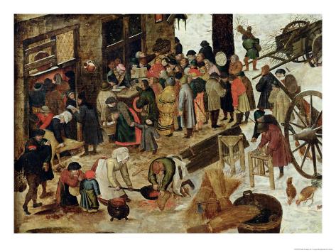 Giclee Print: The Payment of the Tithe, or the Census at Bethlehem, Detail, after 1566 by Pieter Brueghel the Younger: 24x18in