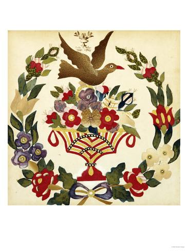 Giclee Print: An Appliqued and Painted Cotton Album Quilt Square, Baltimore, 19th Century: 24x18in