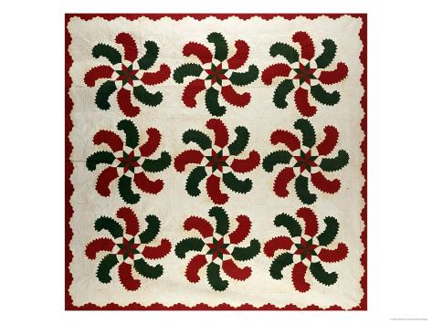 Giclee Print: An Appliqued Cotton Quilted Coverlet, American, Mid 19th Century: 24x18in