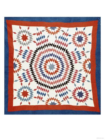 Giclee Print: A Pieced Quilted Coverlet, American, Late Nineteenth Century: 24x18in