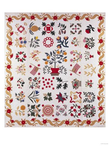 Giclee Print: An Appliqued and Pieced Album Quilt, Maryland, Mid 19th Century: 24x18in