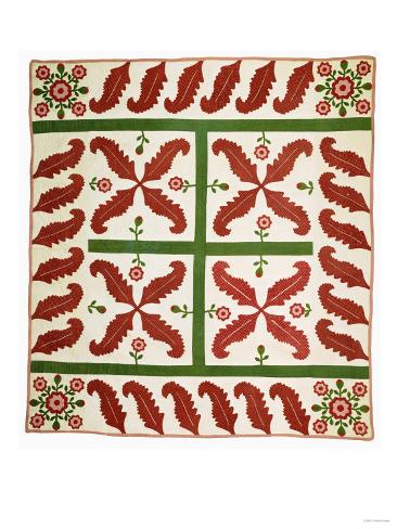 Giclee Print: A Pieced and Appliqued Cotton Quilted Coverlet, Probably New Jersey, circa 1851: 24x18in