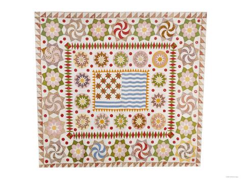 Giclee Print: A Pieced and Appliqued Cotton Quilted Coverlet, American, circa 1865: 24x18in