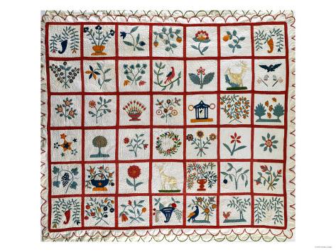 Giclee Print: Appliqued Cotton Quilt Coverlet, Probably New York, Dated January 15th, 1859: 24x18in