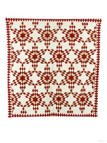 Giclee Print: A Pieced and Appliqued Cotton Quilted Coverlet, American, Late 19th Century: 24x18in