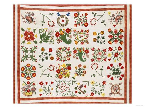 Giclee Print: Pieced, Appliqued and Trapunto Cotton Quilted Coverlet Made for Mary Wilkins, Baltimore, Dated 1846: 24x18in