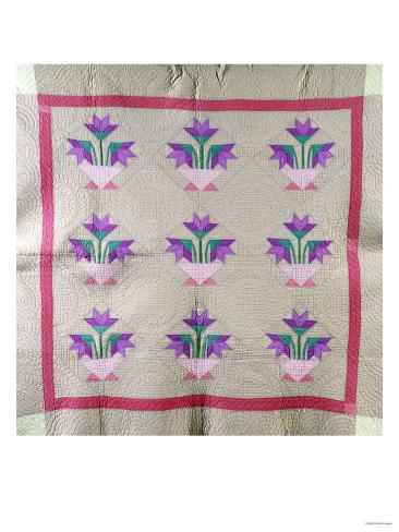 Giclee Print: An Amish Pieced and Appliqued Cotton Quilted Coverlet, circa 1930: 24x18in