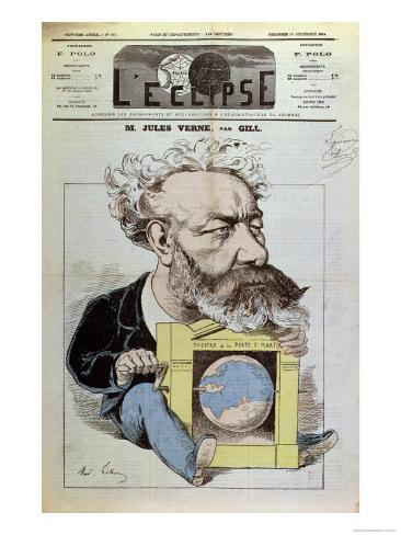 Giclee Print: Caricature of Jules Verne from L'Eclipse, 13th December 1874 by André Gill: 24x18in