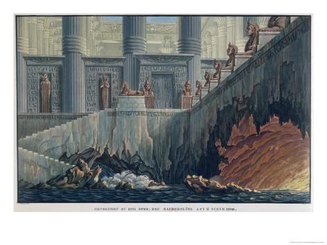 Giclee Print: Egyptian Set Design for Act II, Scene XXviii of the Opera The Magic Flute by Karl Friedrich Schinkel: 24x18in