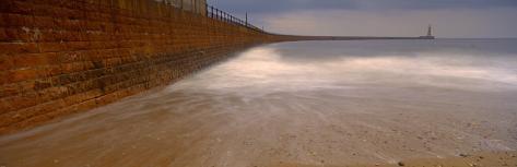 Photographic Print: Surrounding Wall Along the Sea, Roker Pier, Sunderland, England, United Kingdom: 42x14in