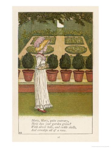 Giclee Print: Mary, Mary Quite Contrary Art Print by Kate Greenaway by Kate Greenaway: 24x18in